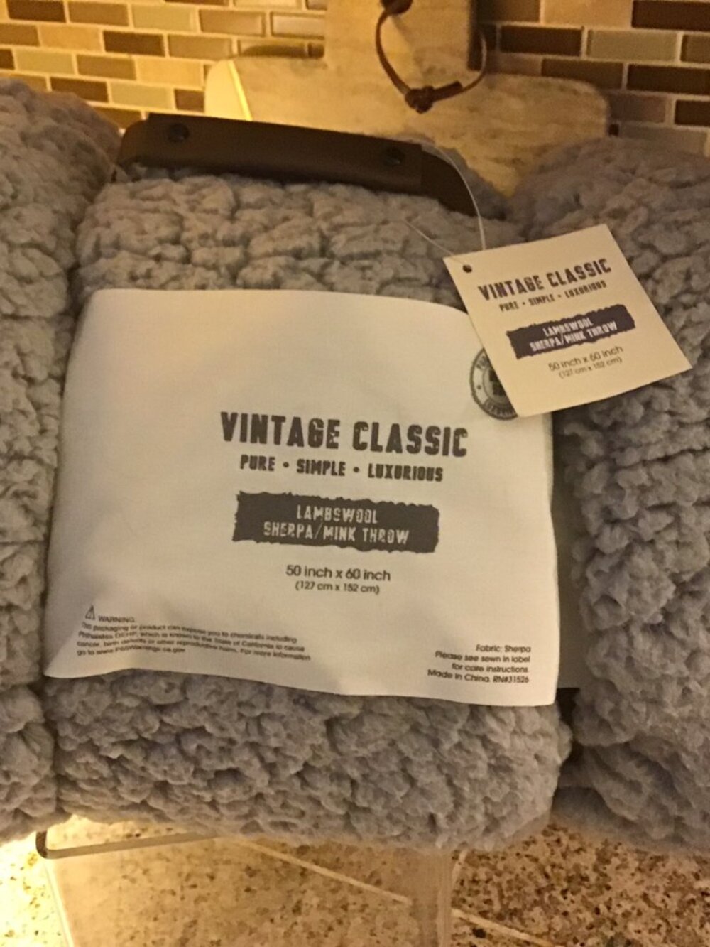 Vintage Classic Sherpa Lambs Wool Throw 50x60